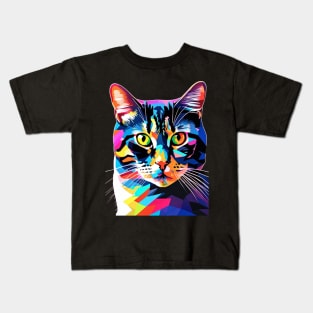 American Shorthair Pop Art Kids T-Shirt